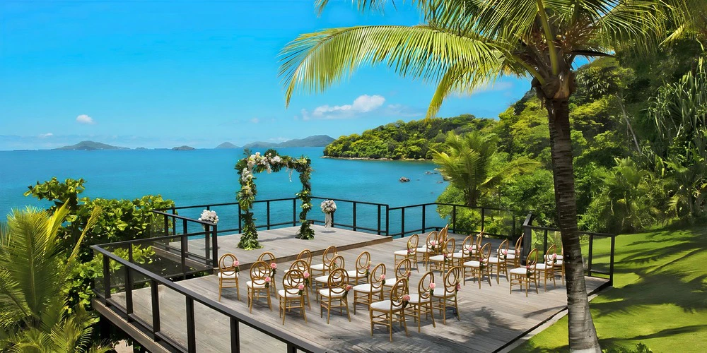 Romantic Spot Deck oceanview ceremony setup at Dreams Playa Bonita Panama