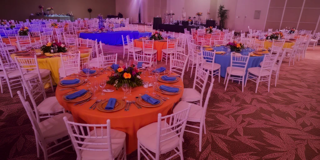Elegant ballroom reception setup for weddings at Dreams Playa Esmeralda Resort & Spa