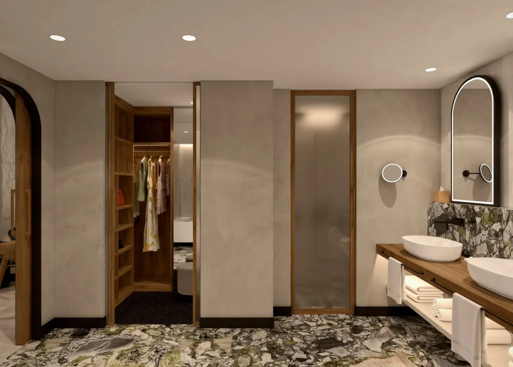 Second bathroom in the Preferred Club Presidential Ocean Front suite at Dreams Playa Esmeralda Resort & Spa.