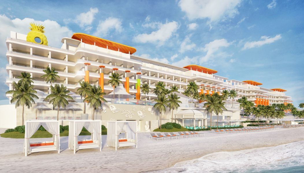 Nickelodeon Hotels & Resorts Riviera Maya with Aqua Nick water park, colorful Nickelodeon theming, and family-friendly pools.
