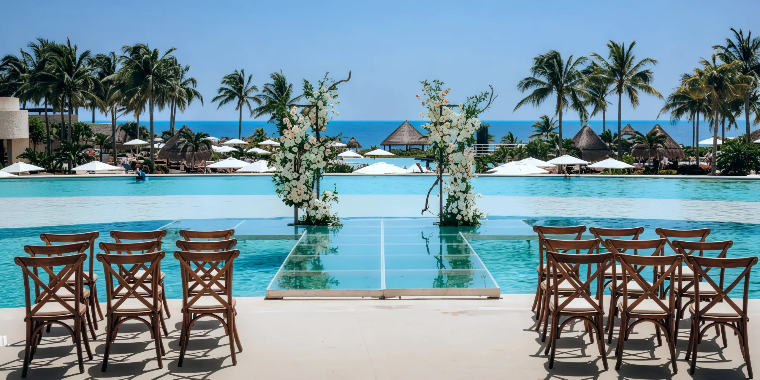 Over the Water wedding venue at Dreams Playa Mujeres with unique pier ceremony location
