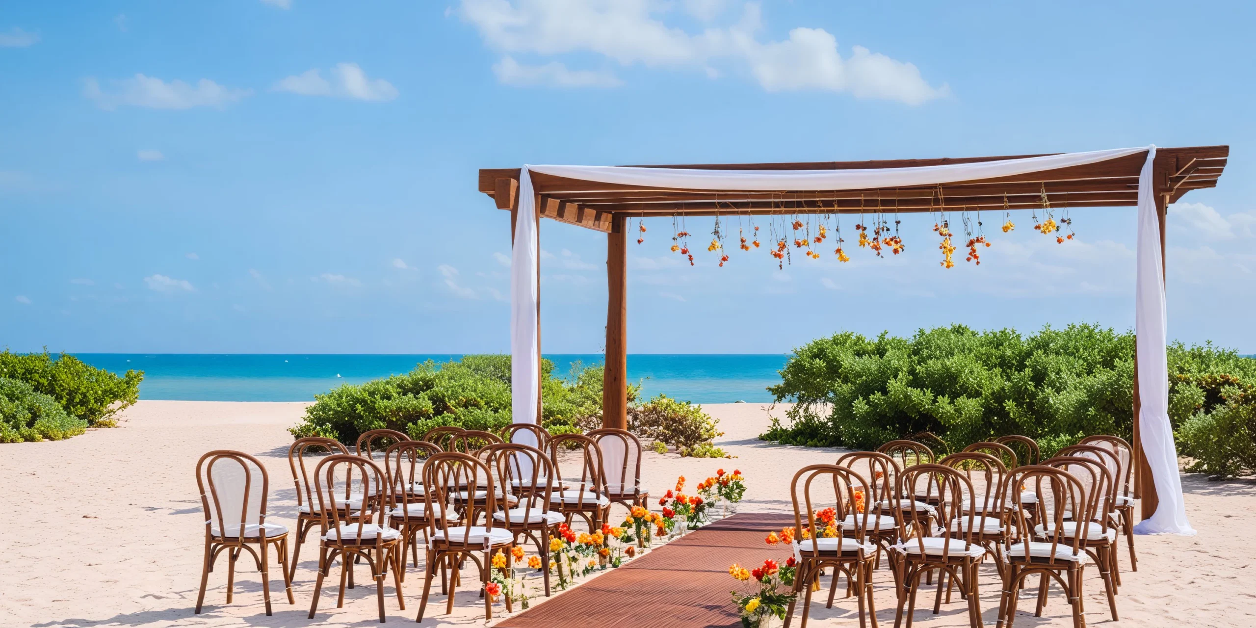 Wedding Gazebo ceremony venue at Dreams Playa Mujeres with ocean backdrop