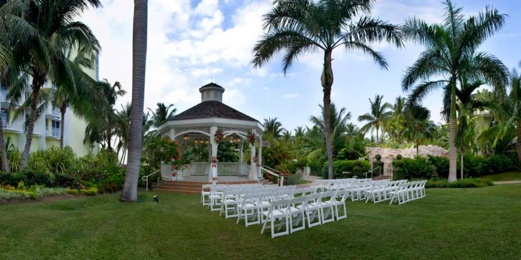 Wedding Gazebo Lawn outdoor ceremony setup at Dreams Rose Hall Resort & Spa