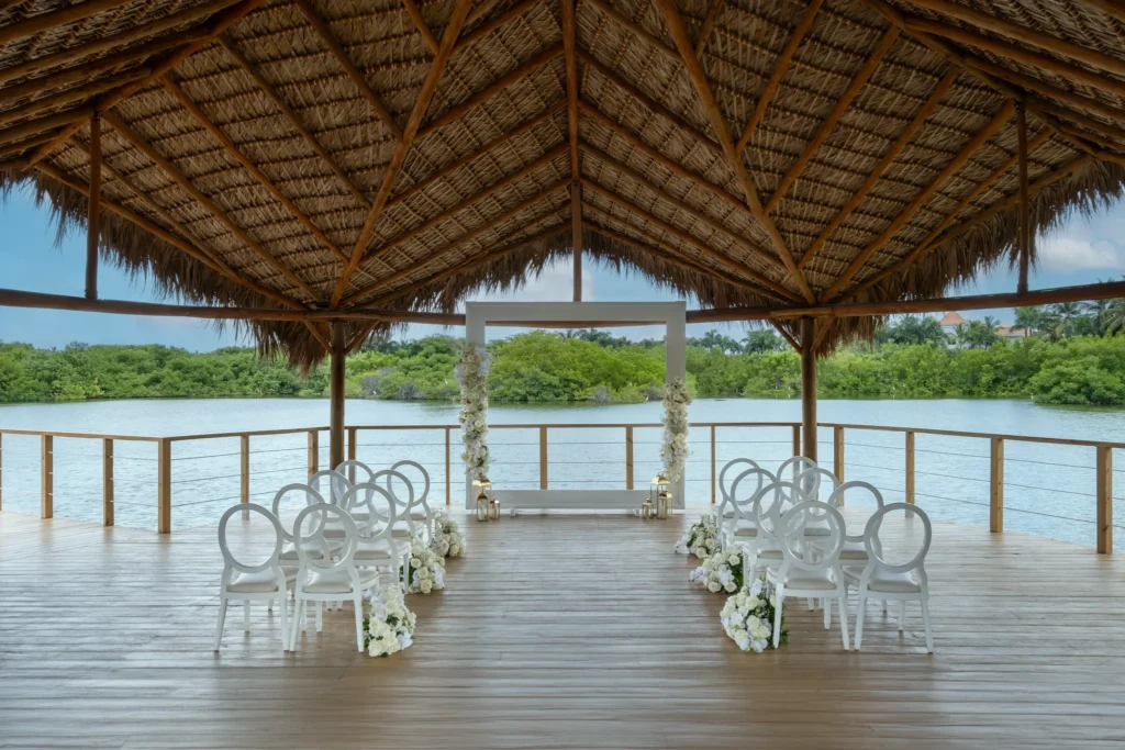 Mangrove gazebo wedding ceremony over water at Dreams Royal Beach Punta Cana
