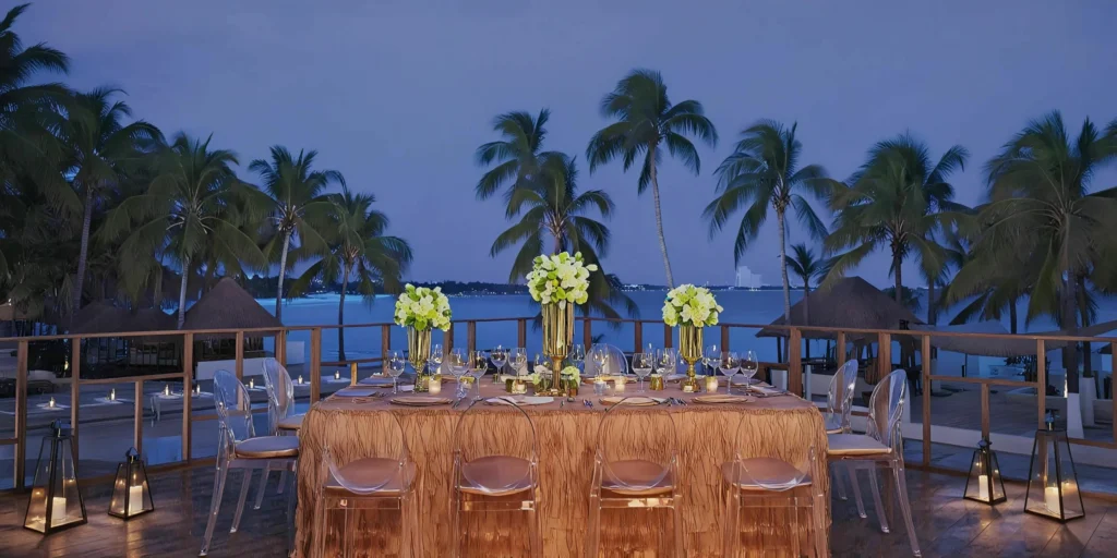 El Desire Terrace outdoor wedding reception setup at Dreams Sands Cancun Resort & Spa