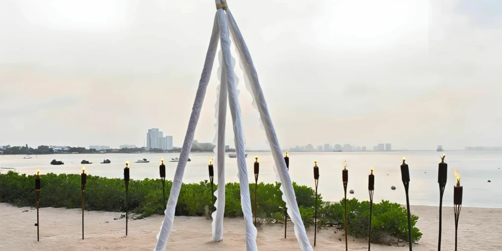 Spa Beach wedding ceremony setup at Dreams Sands Cancun Resort & Spa