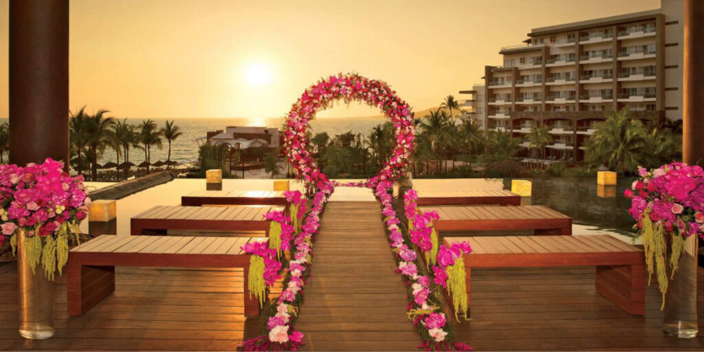 Lobby Dreams oceanview wedding ceremony setup at Dreams Vallarta Bay Resort & Spa