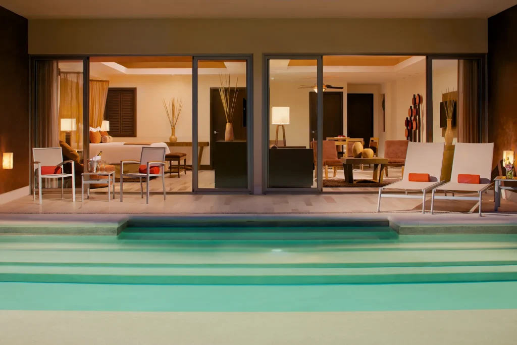Preferred Club Master Suite Swim Out terrace with private pool access at Dreams Vallarta Bay Resort & Spa.