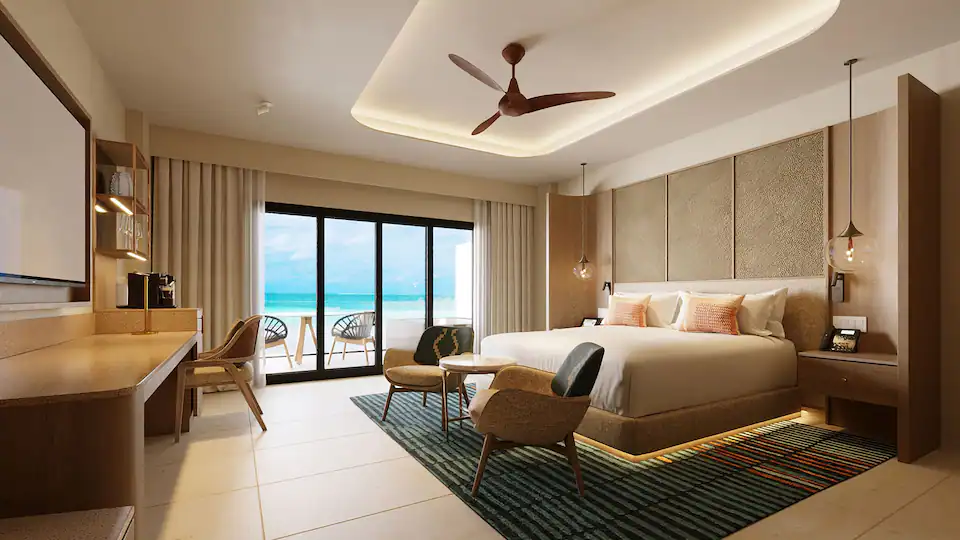 Ocean Front Junior Suite King with private terrace and direct ocean views at Hyatt Zilara Cancun.