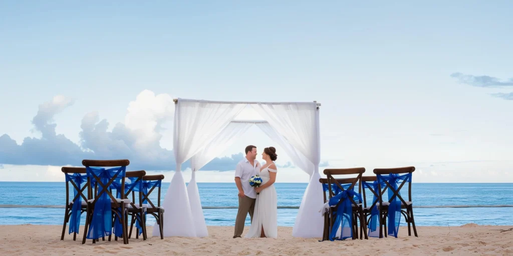 Beach wedding ceremony setup on the shoreline at Hyatt Zilara Cap Cana