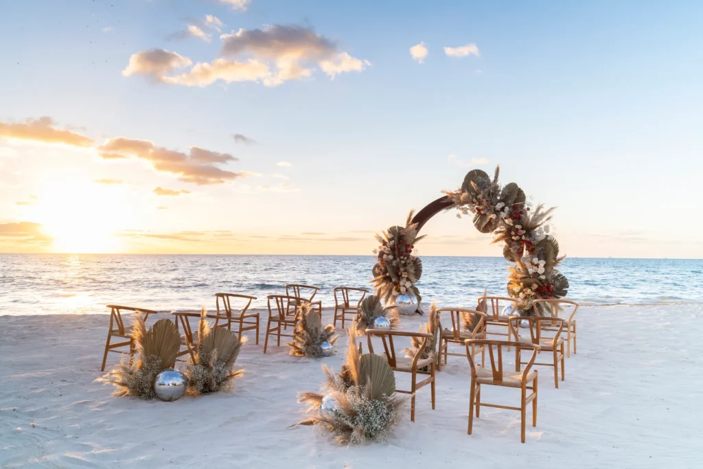 South Beach oceanfront wedding ceremony and reception setup at Hyatt Zilara Riviera Maya