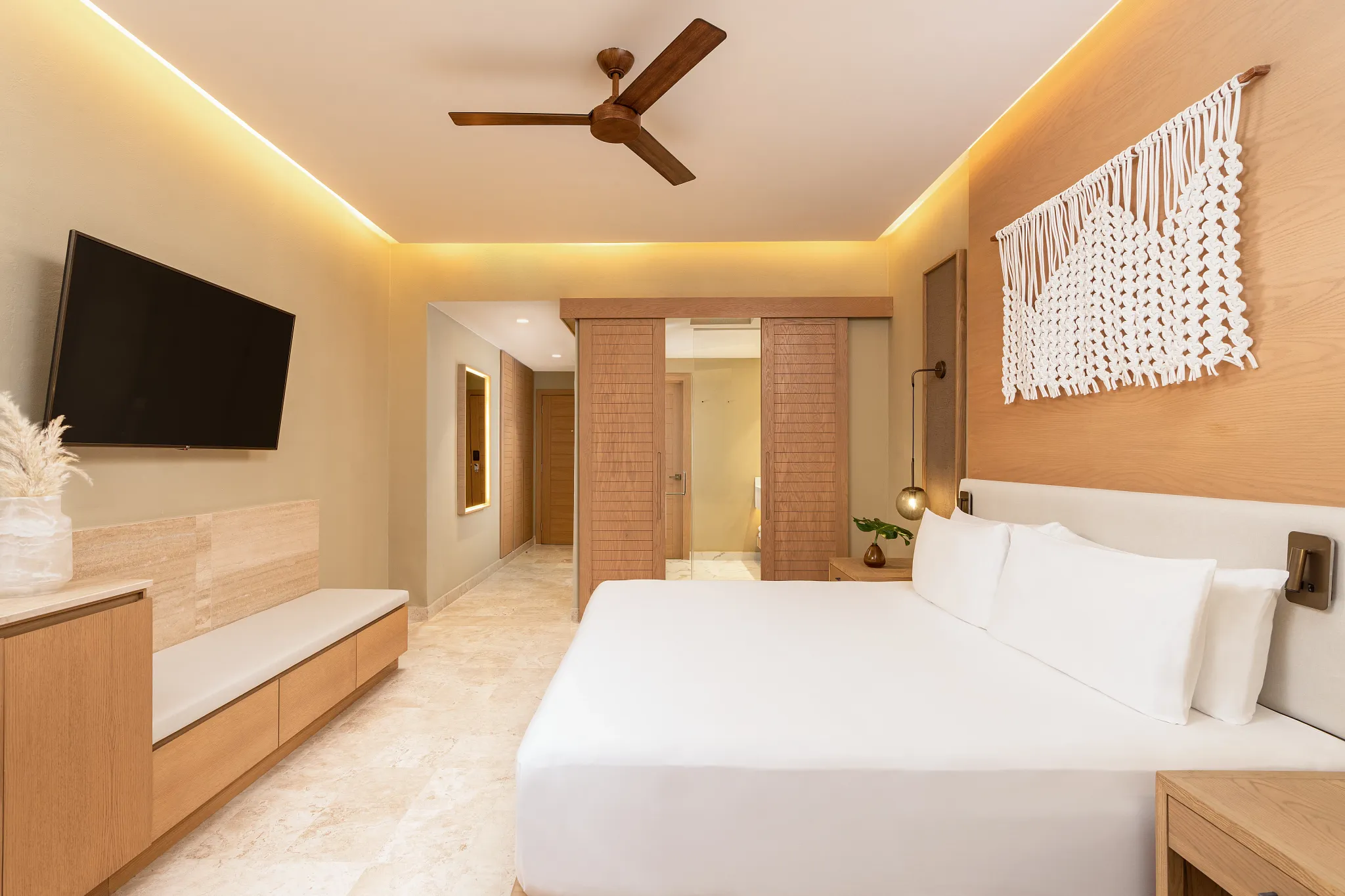 Club Level Junior Suite Oceanfront Private Pool King interior with modern design at Hyatt Zilara Riviera Maya.