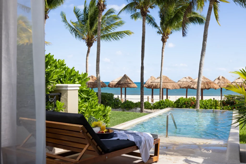 Club Level Junior Suite Oceanfront Private Pool terrace with plunge pool at Hyatt Zilara Riviera Maya.