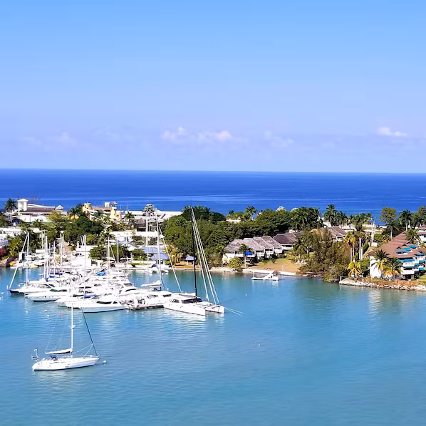 Freeport Peninsula near Hyatt Zilara Rose Hall in Montego Bay, featuring waterfront views, marina attractions, and scenic Caribbean surroundings
