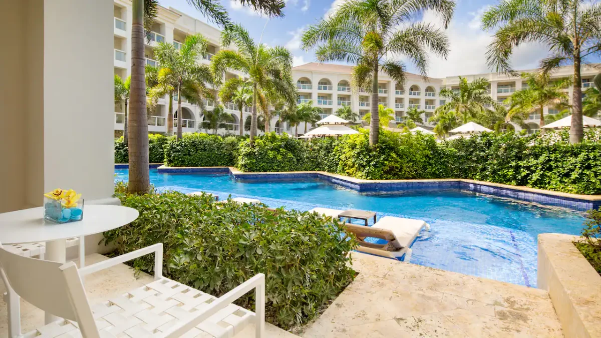 Swim-Up King private terrace with direct pool access at Hyatt Zilara Rose Hall in Montego Bay.
