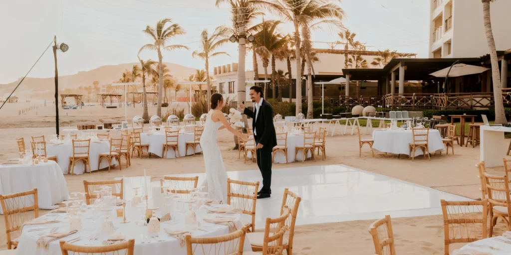 Cortez Beach wedding ceremony setup on the beach at Hyatt Ziva Los Cabos