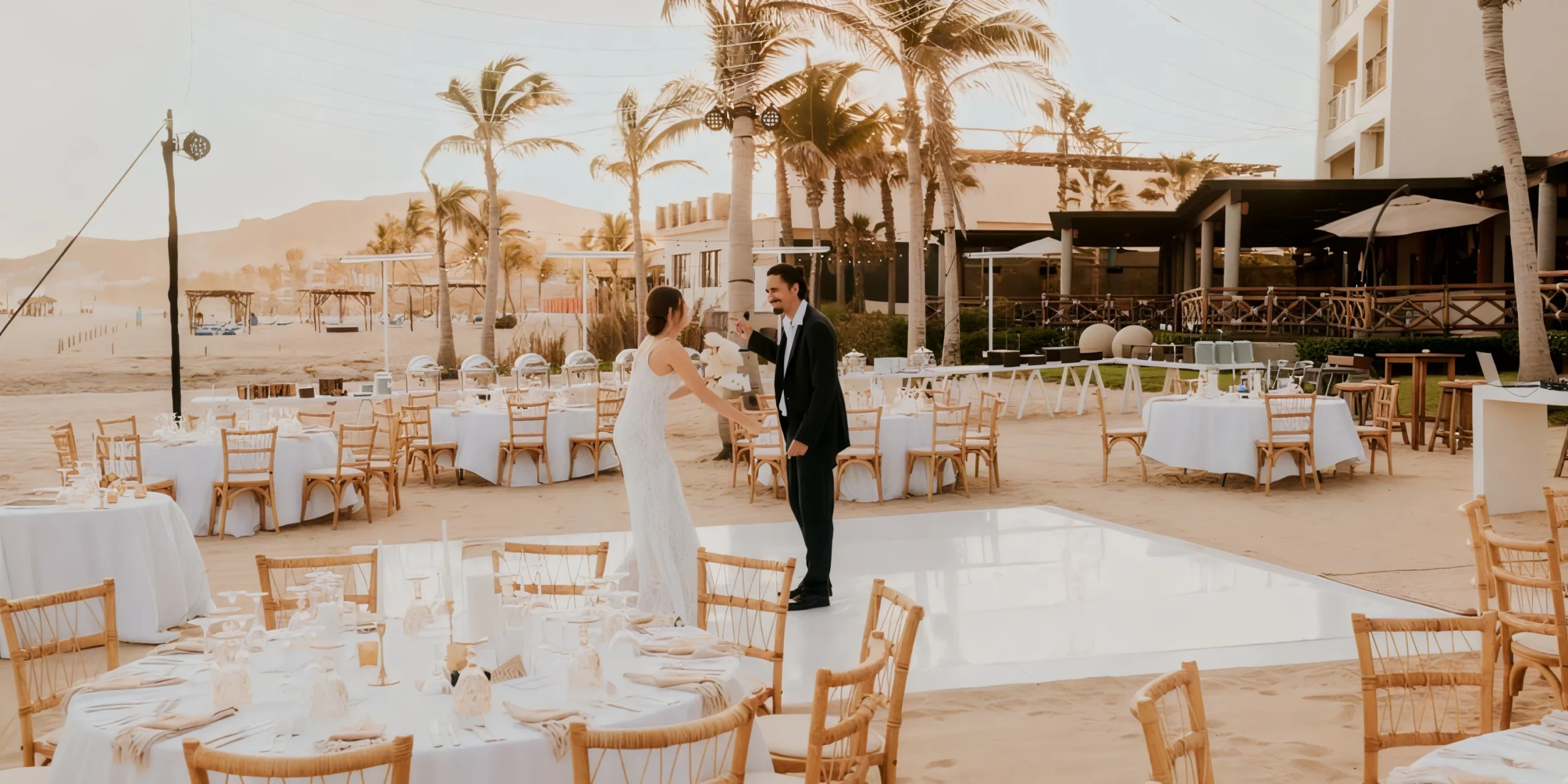 Cortez Beach wedding ceremony setup on the beach at Hyatt Ziva Los Cabos