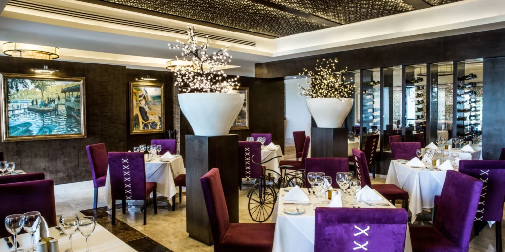 Elegant fine dining restaurant with sophisticated décor at Hyatt Ziva Los Cabos.