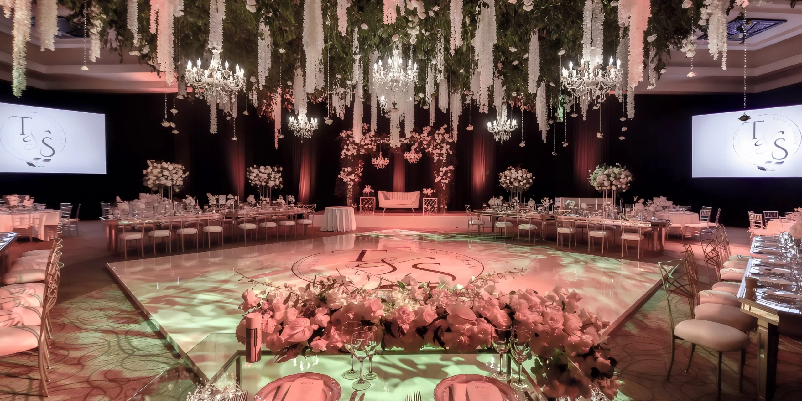 Peninsula Ballroom wedding reception setup at Hyatt Ziva Los Cabos