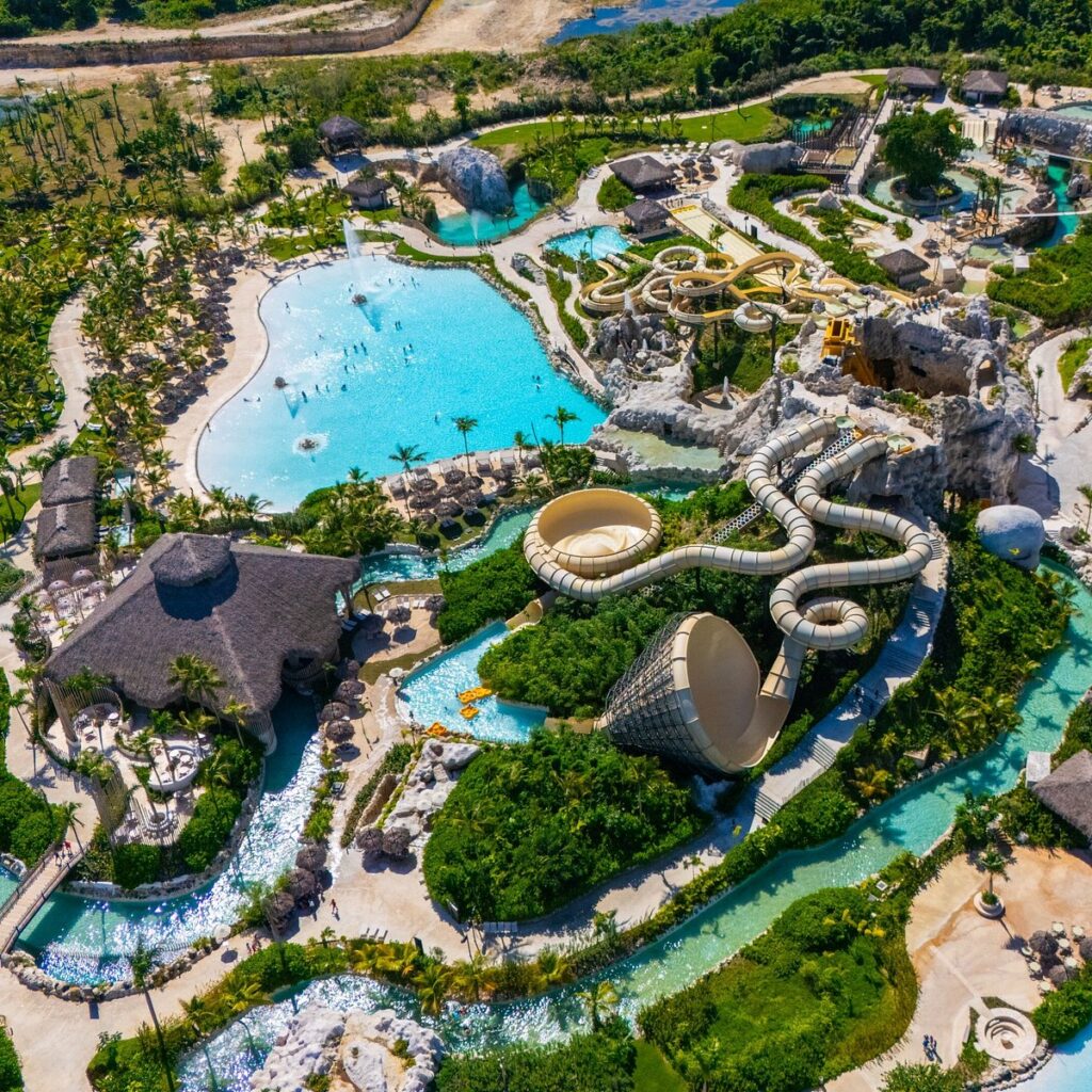 El Dorado Water Park near Hyatt Ziva Cap Cana featuring exciting water slides, family attractions, and tropical fun in Cap Cana