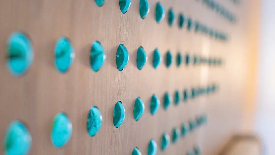 Decorative wall detail in the Resort View Junior Suite Double at Hyatt Ziva Cap Cana.
