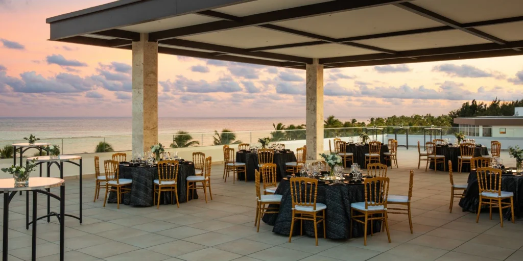 Rooftop Terrace venue with panoramic ocean views for weddings and events at Hyatt Ziva Cap Cana