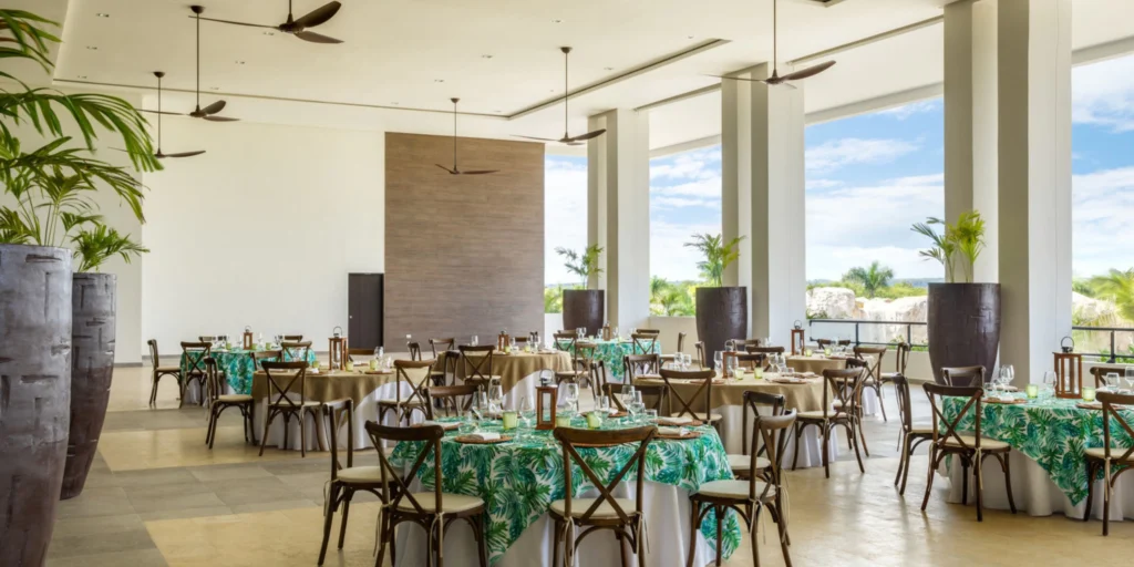 Santo Domingo Terrace outdoor wedding reception setup at Hyatt Ziva Cap Cana