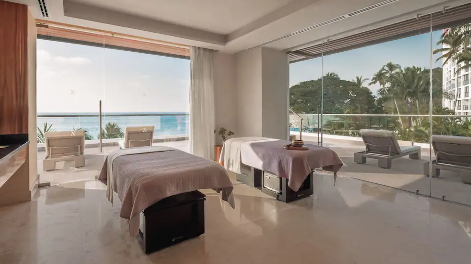 Ocean-view spa treatment room at Hyatt Ziva Puerto Vallarta featuring serene wellness spaces and private relaxation areas.