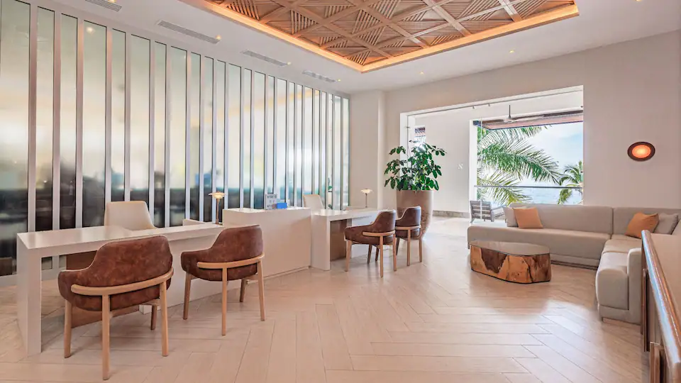 Exclusive Preferred Club lounge reception area at Hyatt Ziva Puerto Vallarta offering personalized concierge services.