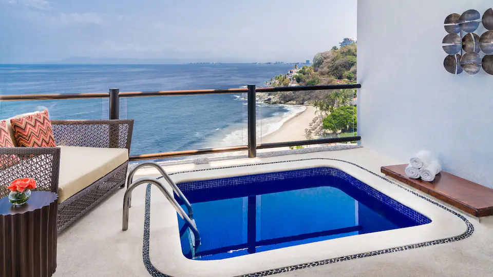 Private plunge pool overlooking Las Estacas Beach from the One Bedroom Plunge Pool Suite King at Hyatt Ziva Puerto Vallarta.