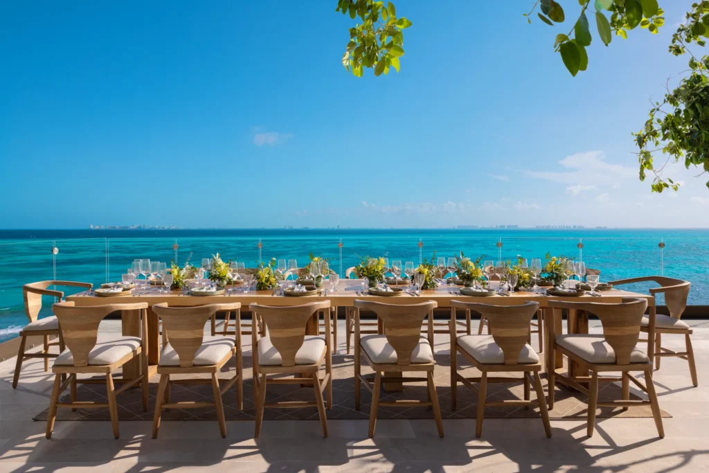 Ixchel Terrace oceanview wedding setup at Impression Isla Mujeres by Secrets