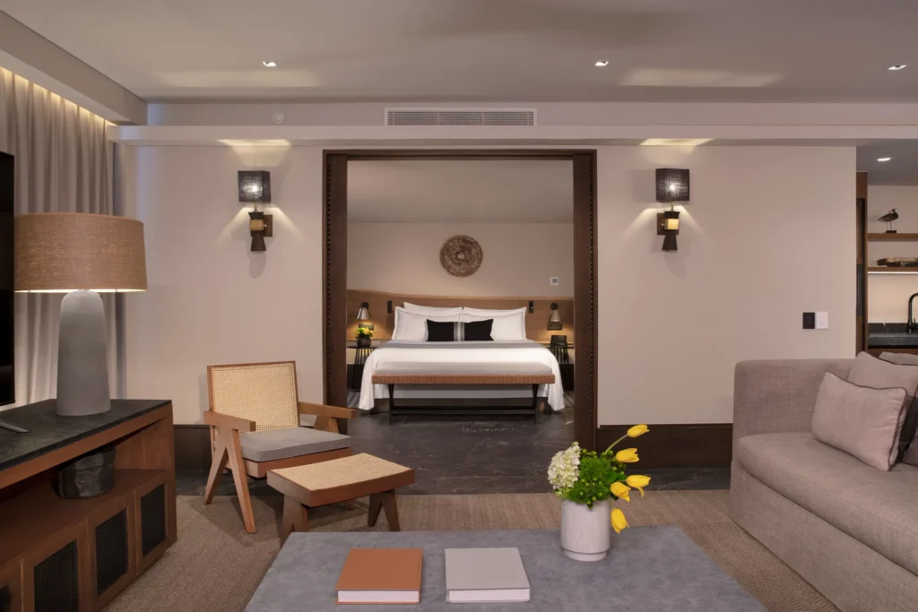 Panoramic Suite Ocean Front king bedroom at Impression Moxché by Secrets.