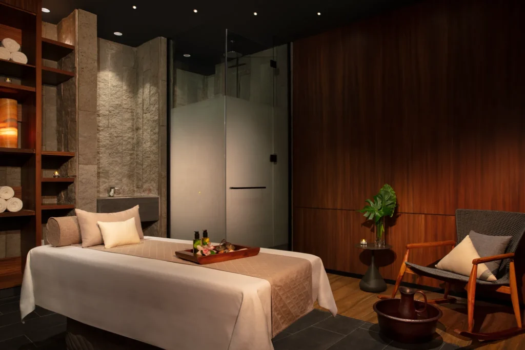 Private spa treatment room at Secrets Bahía Mita Surf & Spa Resort designed for relaxation and rejuvenation.