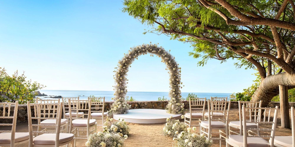 Gazebo wedding venue at Secrets Huatulco with ocean views and romantic ceremony setup
