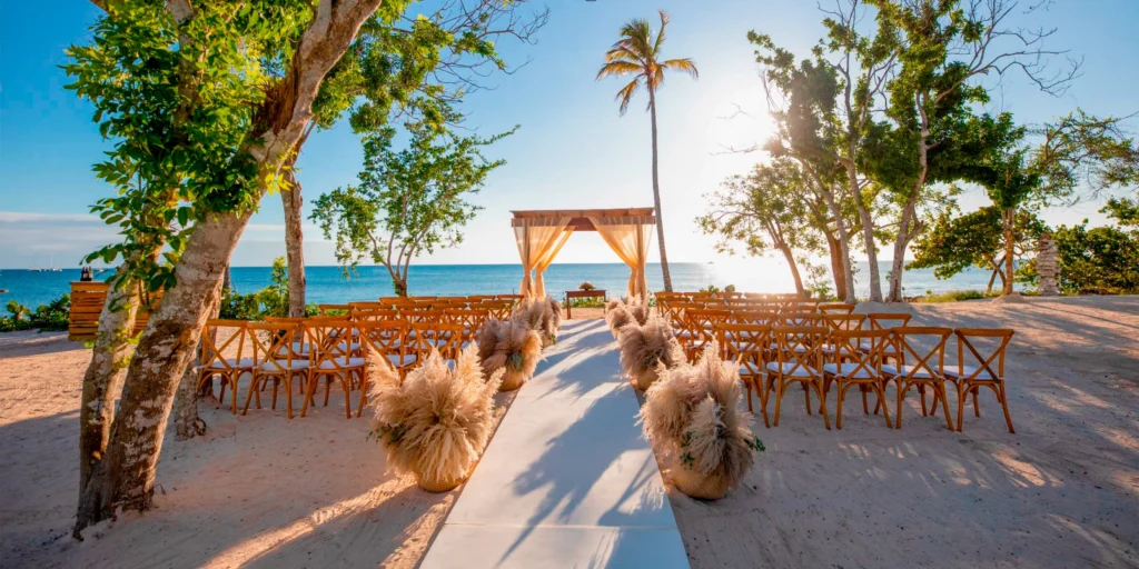 Beach Gazebo wedding ceremony venue overlooking the ocean at Secrets La Romana Resort & Spa