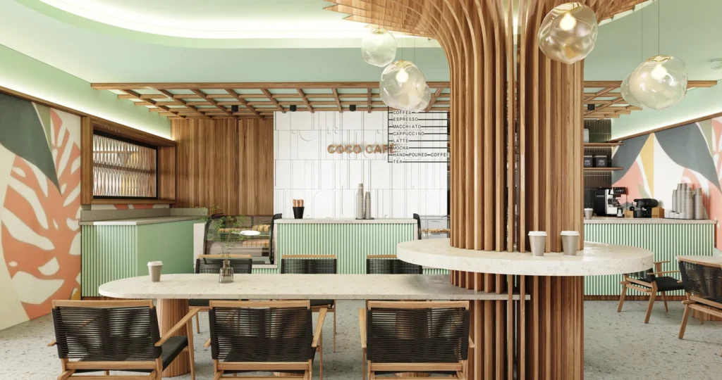 Coco Café at Secrets Mirabel Cancun Resort & Spa featuring stylish coffee bar seating, gourmet pastries, and specialty coffee drinks.