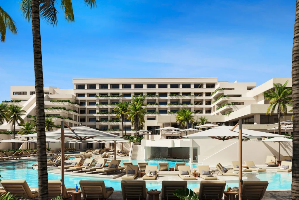 Infinity pools overlooking the Caribbean Sea at Secrets Mirabel Cancun Resort & Spa in Cancun.