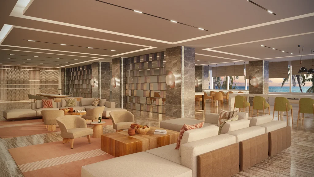 Exclusive Preferred Club reception lounge at Secrets Mirabel Cancun Resort & Spa in Cancun.