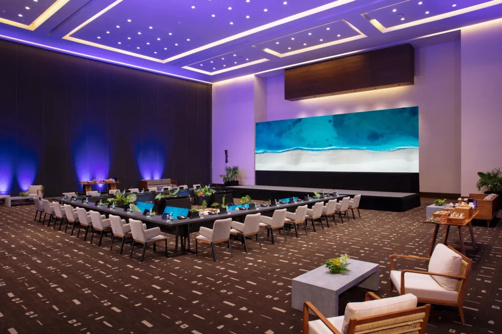 Elegant ballroom event setup for weddings and meetings at Secrets Moxché Playa Del Carmen
