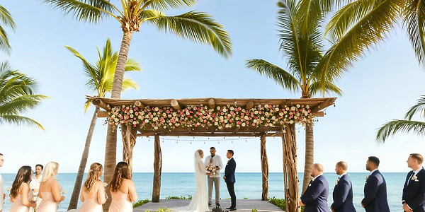 Beach Wedding Gazebo venue at Secrets Moxché Playa del Carmen with oceanfront ceremony setup