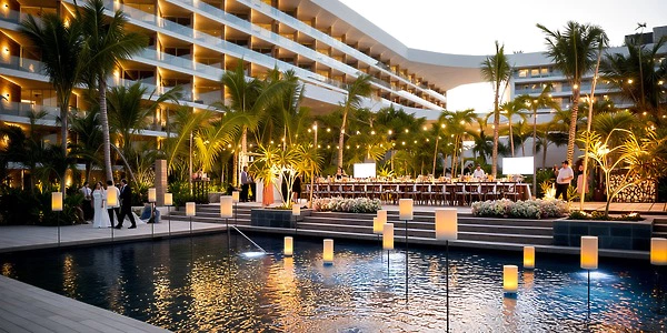 Pool Terrace wedding venue at Secrets Moxché Playa del Carmen with reception setup