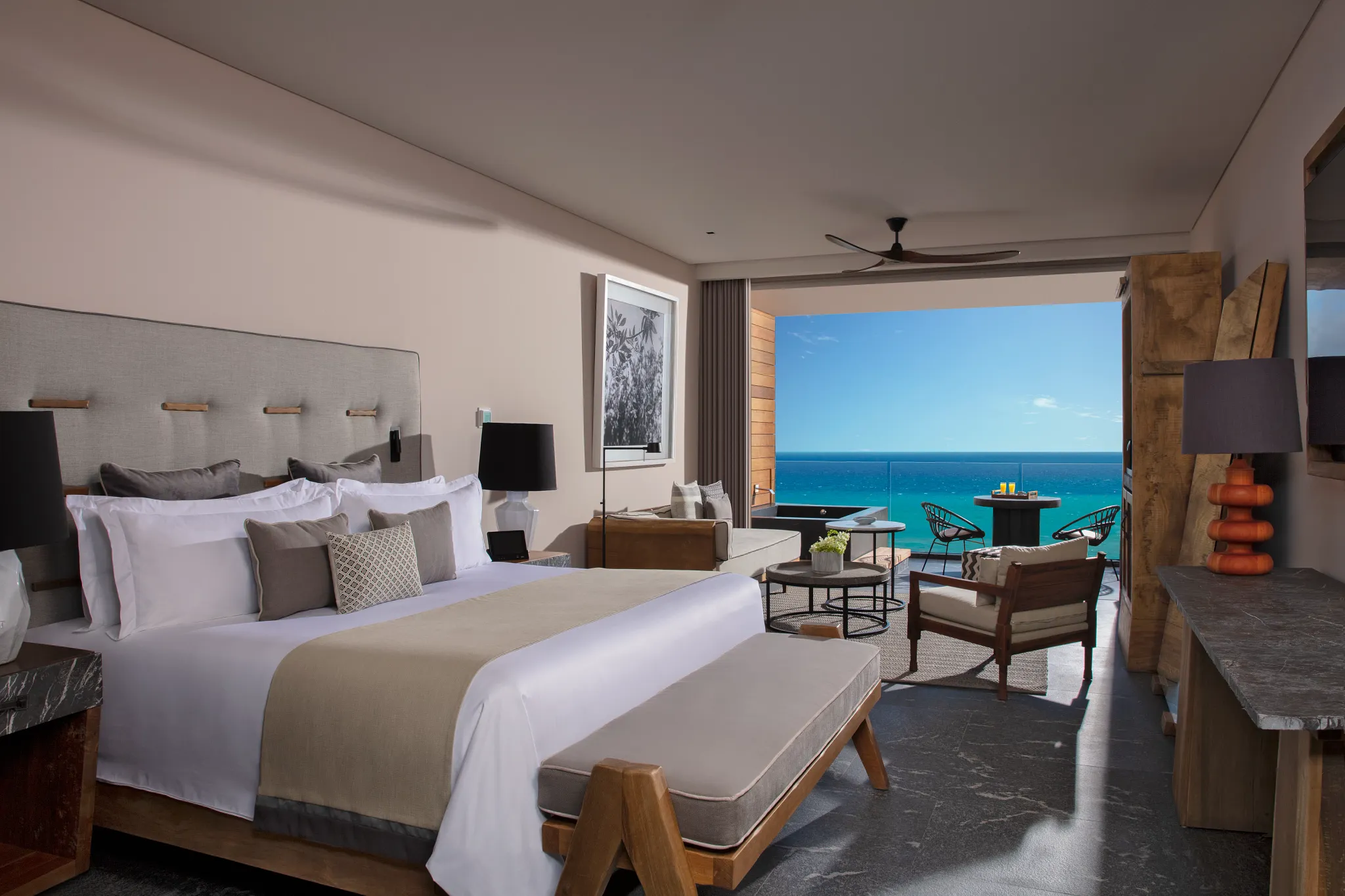 Preferred Club Junior Suite Oceanfront at Secrets Moxché Playa del Carmen with direct Caribbean beachfront views and modern luxury amenities.