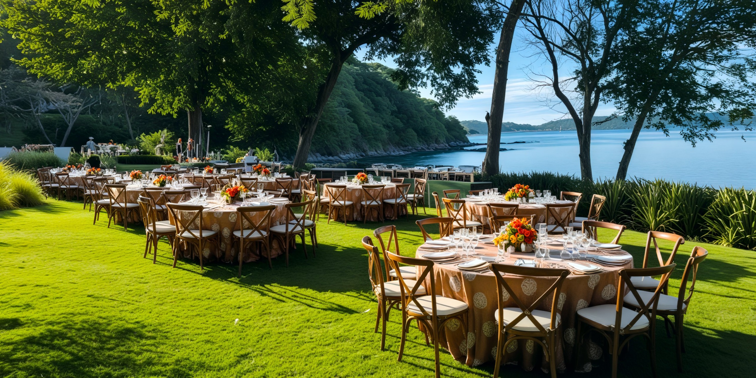 Main Beach Garden outdoor wedding reception with ocean views at Secrets Papagayo