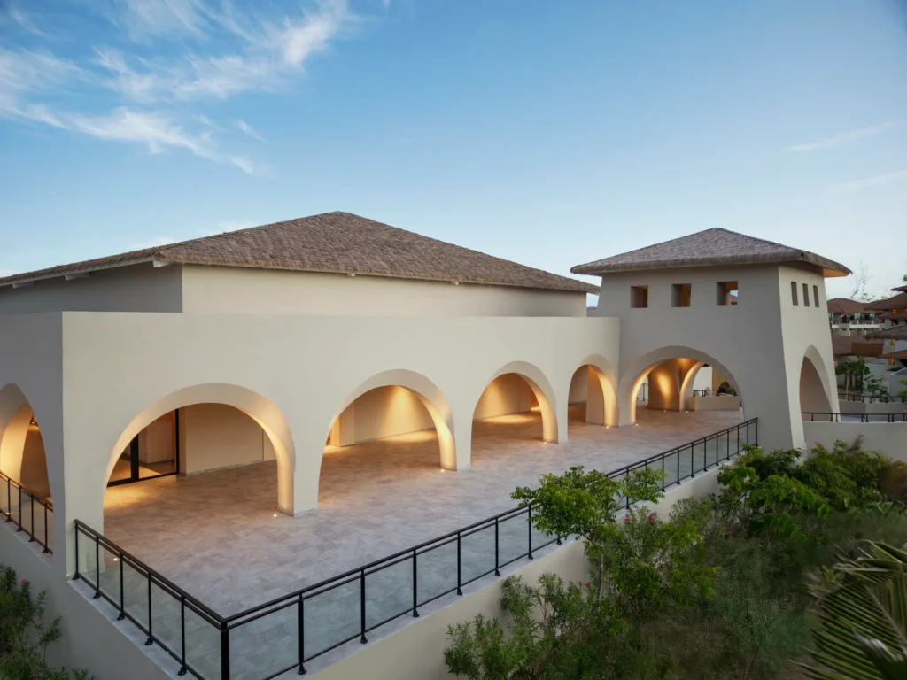 Ballroom terrace with arched architecture for weddings at Secrets Playa Esmeralda