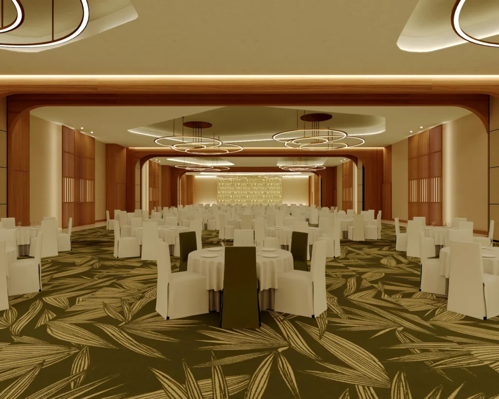 Elegant ballroom banquet setup for weddings at Secrets Playa Esmeralda