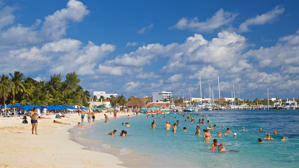 North Beach near Secrets Playa Mujeres Golf & Spa Resort with white sand and clear turquoise waters on Isla Mujeres