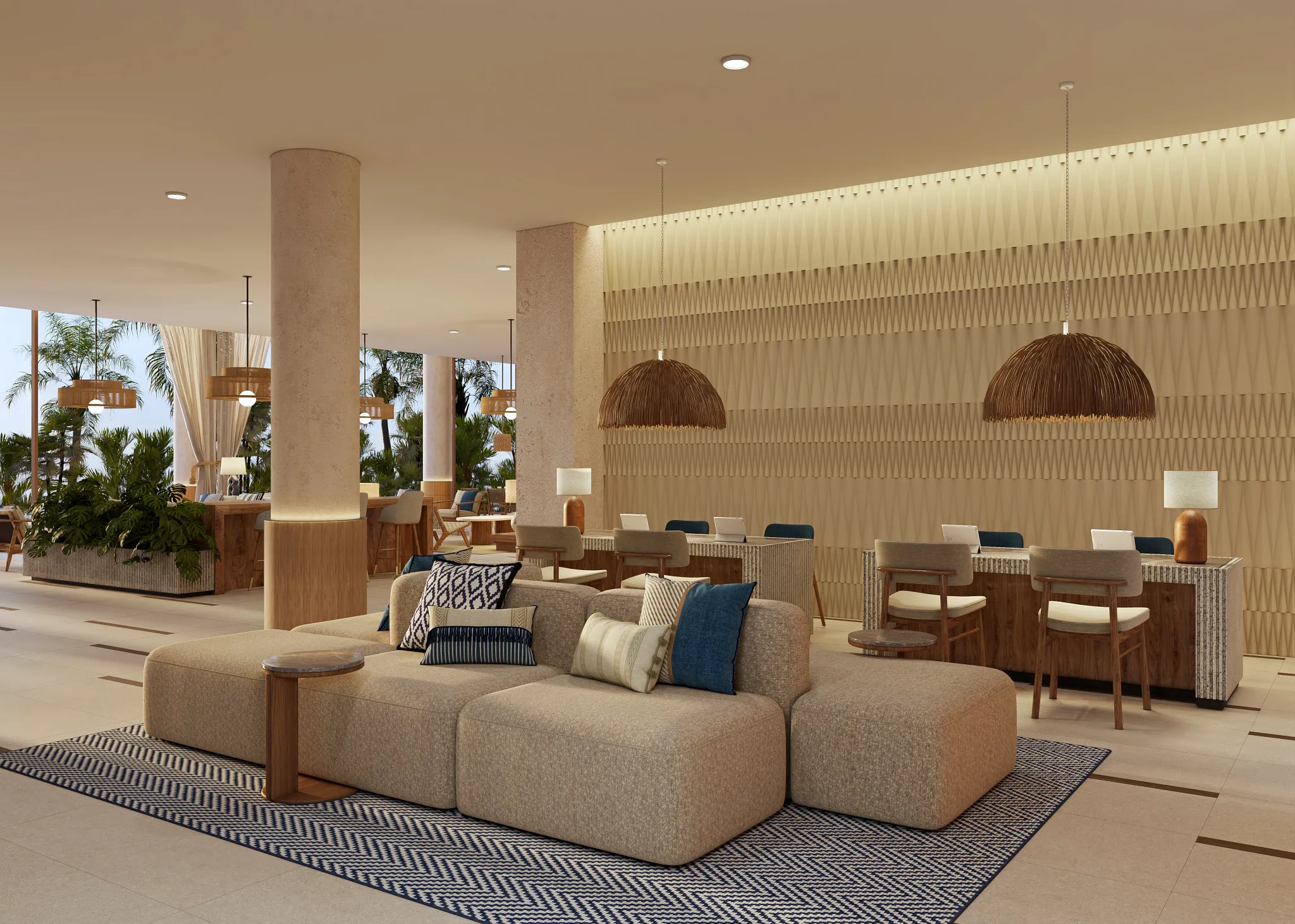 Preferred Club Bar at Secrets Playa Mujeres Golf & Spa Resort featuring an exclusive lounge bar with modern seating and relaxed upscale ambiance.