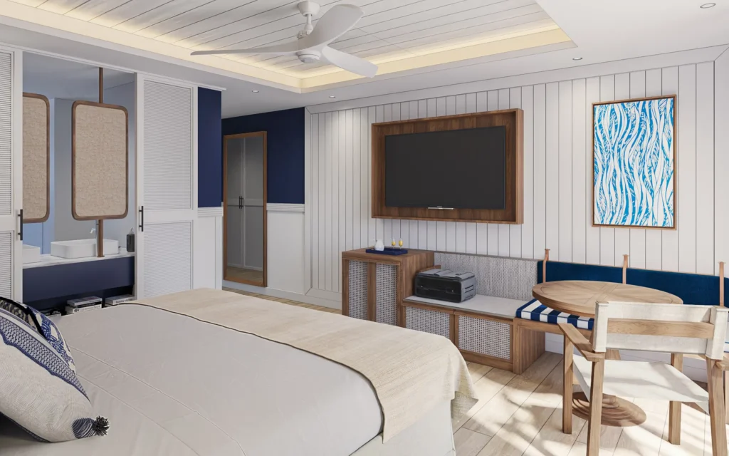 Deluxe Tropical View room with king bed and balcony access at Secrets St. Lucia Resort & Spa.