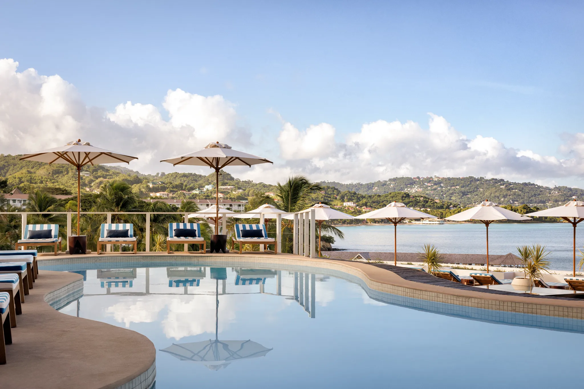 Infinity pool overlooking the coastline at Secrets St. Lucia Resort & Spa.