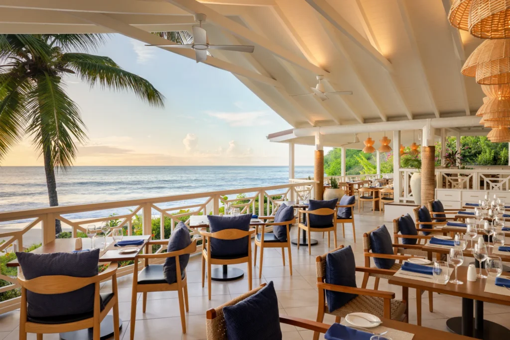 Oceana seafood restaurant at Secrets St. Lucia Resort & Spa featuring elegant beachfront dining with ocean views and fresh seafood dishes.
